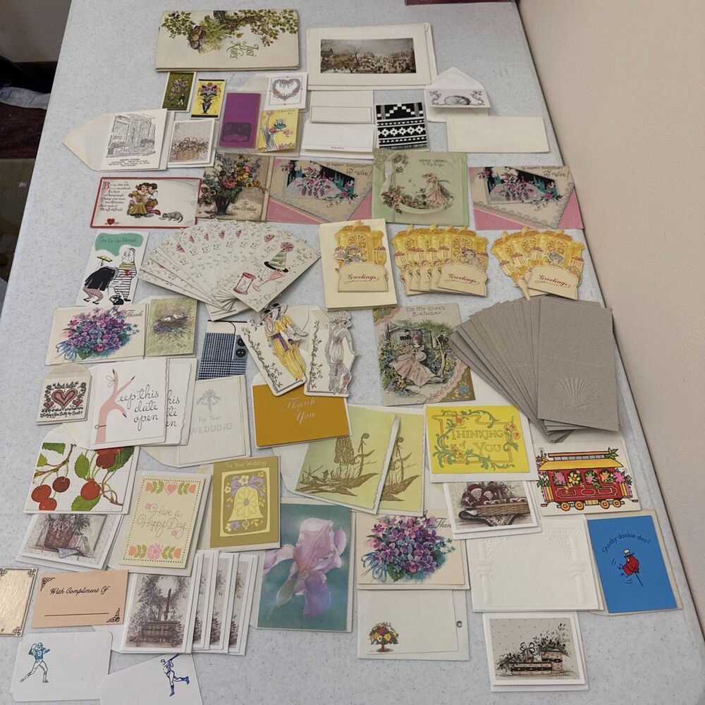 Lot 70+ Vintage Greeting Cards New Unused Nature Flowers Birds Pop Up